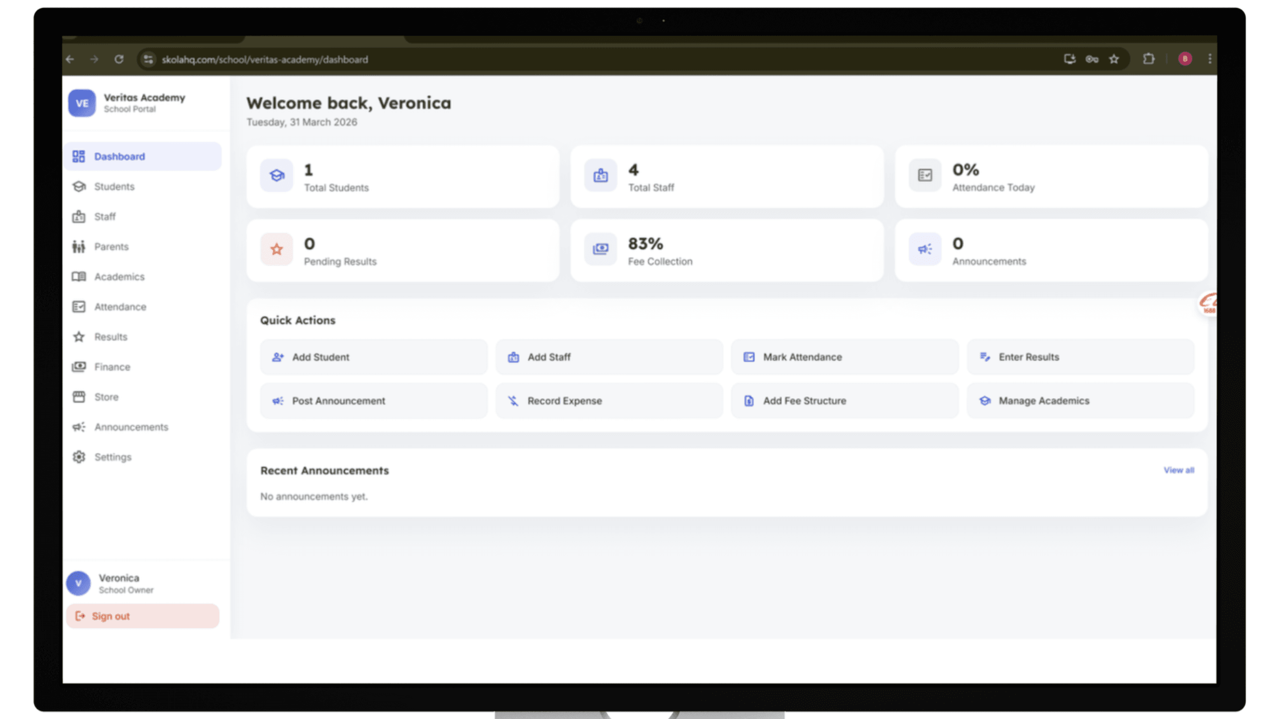 Dashboard mockup
